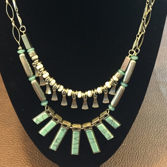 Turquoise Layered Boho Necklace & Earring Set - Picture 3 of 6
